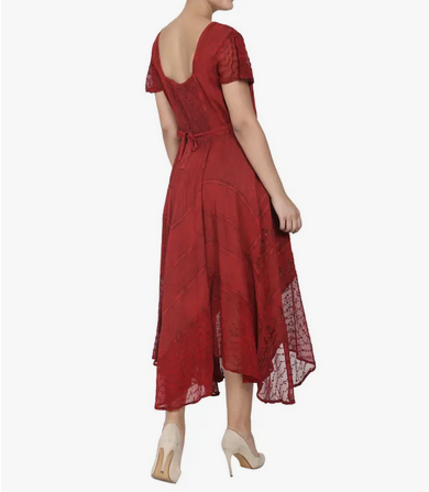 Women's Teired Lace Detail Maxi Dress - HalfMoonMusic