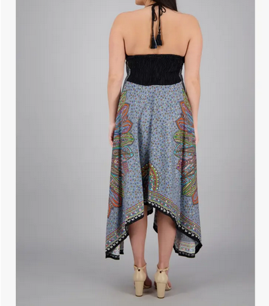 Women's Batik Paisley Print Halter Dress - HalfMoonMusic