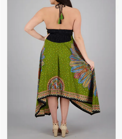 Women's Batik Paisley Print Halter Dress - HalfMoonMusic