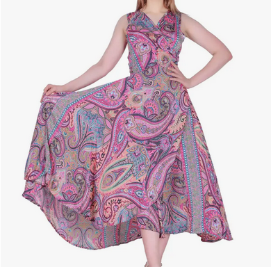 Women's Paisley Print Wrap Dress - HalfMoonMusic