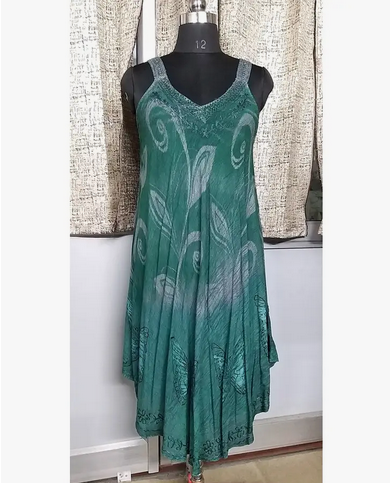 Women's Ombre Dye Leaf Print Dress - HalfMoonMusic