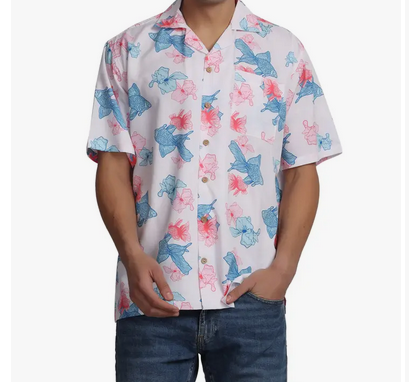 Men's Blossoms & Koi Beach Shirt - HalfMoonMusic