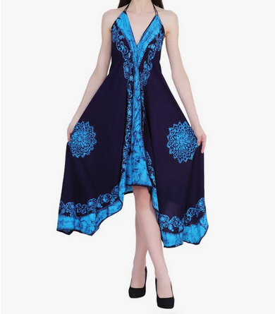 Women's Mandala Print Halter Scarf Dress - HalfMoonMusic