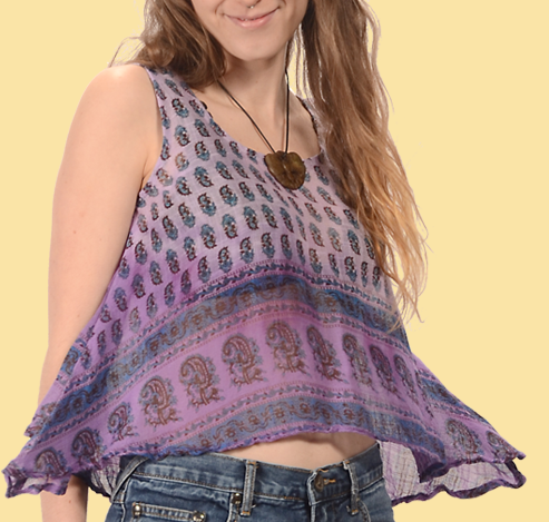 Womens Cheesecloth Dip-Dyed Fairgrounds Top - HalfMoonMusic