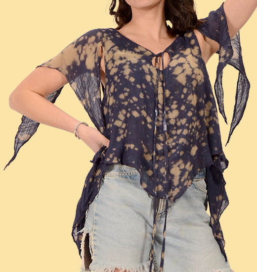 Womens Polyester Dream Lover Tie-Dye Splatter Fairy Top - HalfMoonMusic