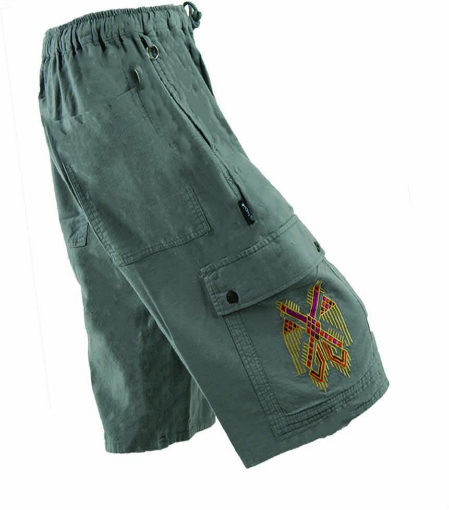 Mens Cotton Cargo Embroidered Shorts - HalfMoonMusic