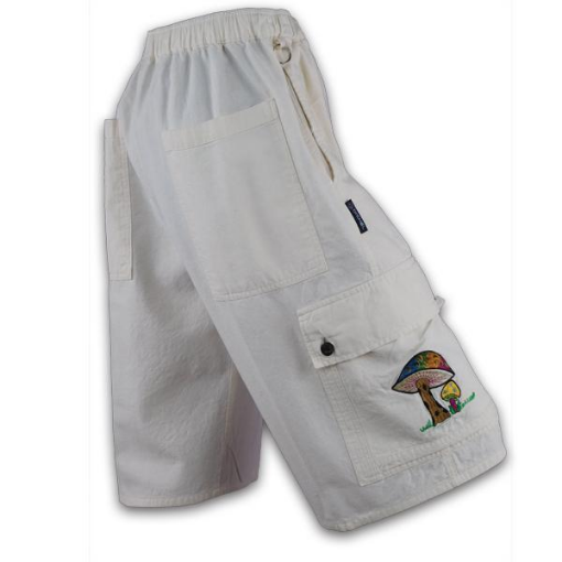 Mens Cotton Cargo Embroidered Shorts - HalfMoonMusic