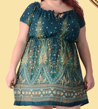 Womens Plumage Parade Rayon Cap Sleeve Dress - HalfMoonMusic