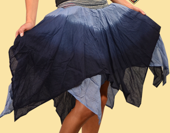 Womens Dip-Dye Cotton Short Fairy Skirt W/ Knit Waist - HalfMoonMusic