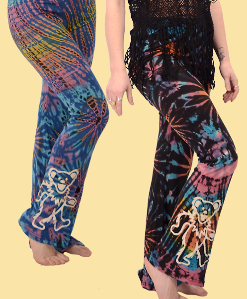 Womens Grateful Dead Dancing Bear Tie-Dye Yoga Pants - HalfMoonMusic