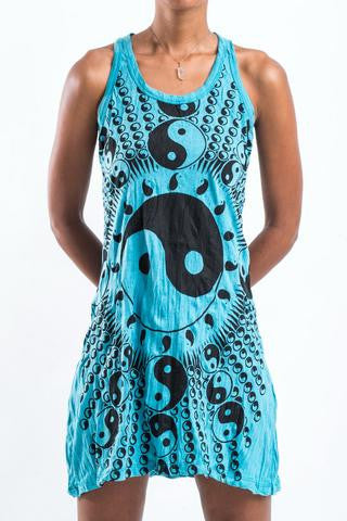 Womens Multi Yin Yang Tank Dress - HalfMoonMusic
