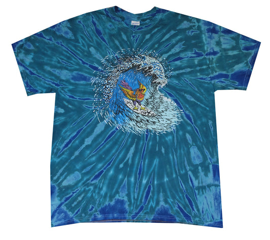 Mens Surf Rooster Tie-Dye T-Shirt - HalfMoonMusic