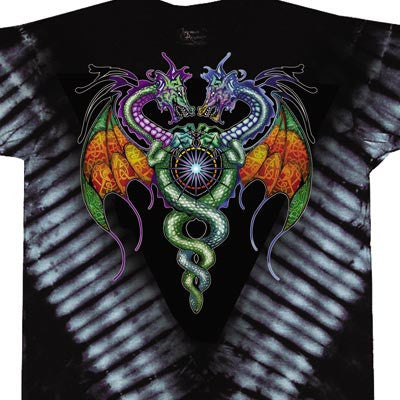 Guardian Dragons Art Print Tie-Dye T-Shirt - HalfMoonMusic