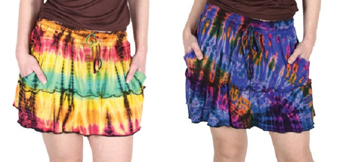 Tie Dye Mini pocket Skirt - HalfMoonMusic