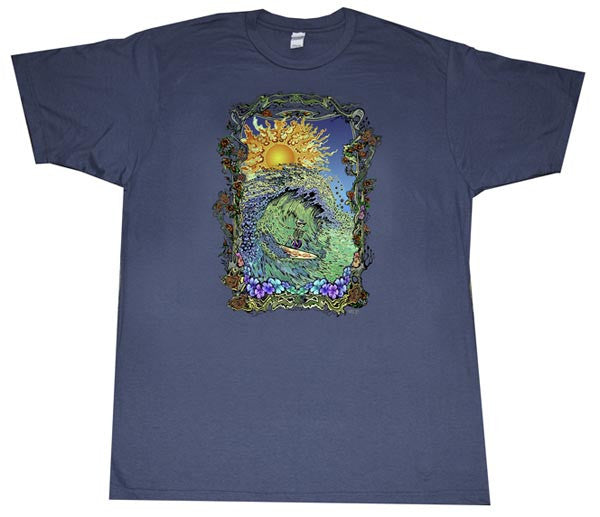 Skeleton Surfer Art Print T-Shirt - HalfMoonMusic
