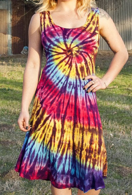 Womens Tie-Dye Braided Back Dress - HalfMoonMusic