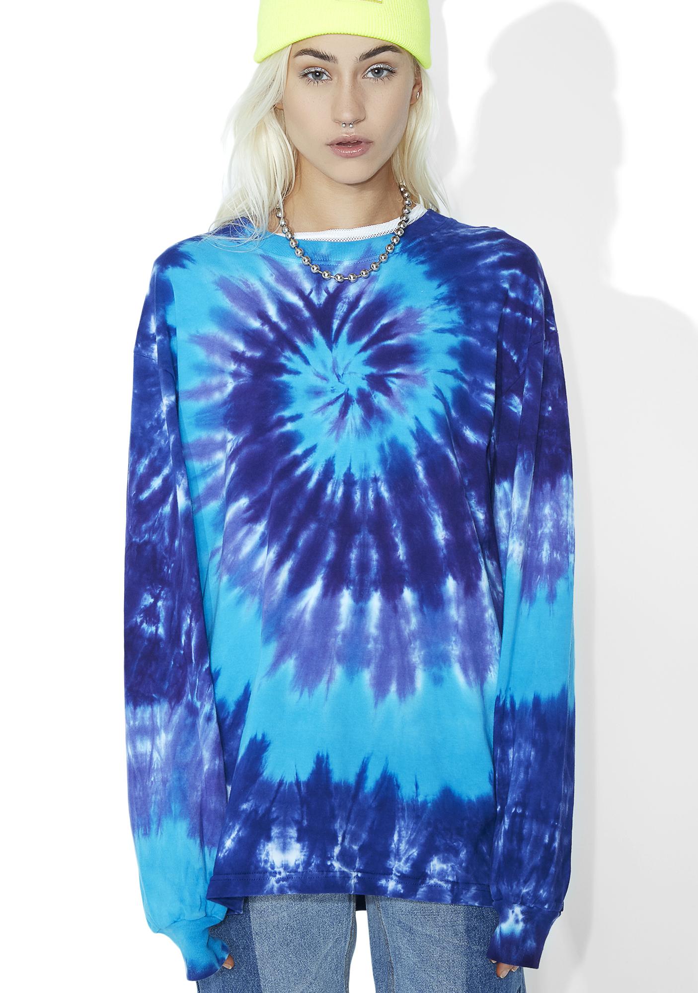 Mens Long Sleeve Tie Dye T-shirt - HalfMoonMusic