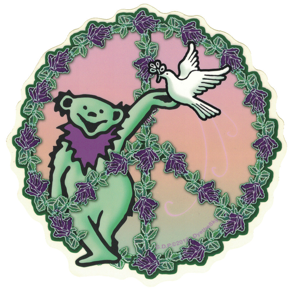 Grateful Dead Bear In Peace Sticker - HalfMoonMusic