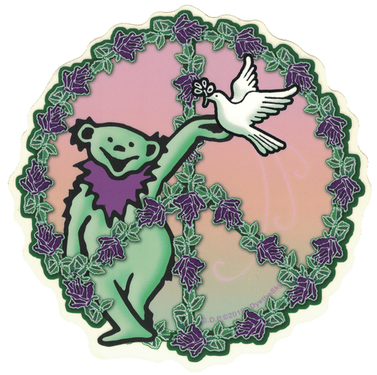 Grateful Dead Bear In Peace Sticker - HalfMoonMusic