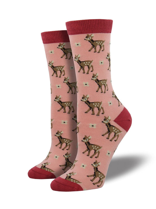 Womens Deer Bamboo Crew Socks - HalfMoonMusic