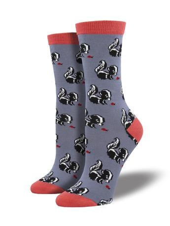 Womens Skunk Bamboo Crew Socks - HalfMoonMusic