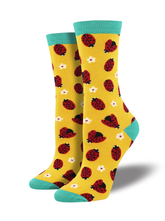 Womens Ladybug Bamboo Crew Socks - HalfMoonMusic