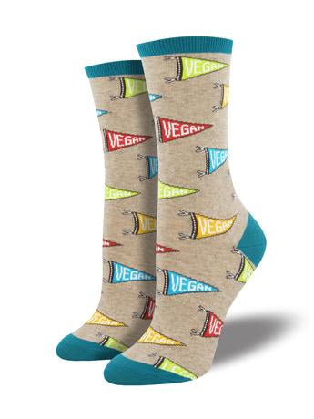 Women's Vegan Flag  Crew Socks - HalfMoonMusic