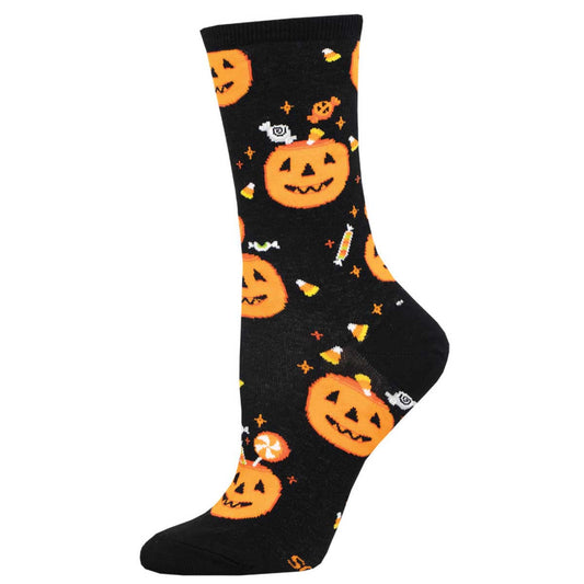 Womens Trick Or Treat Pumpkin Socks - HalfMoonMusic