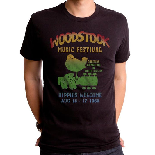 Mens Woodstock Rainbow T-Shirt - HalfMoonMusic