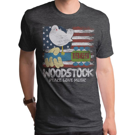 Mens Woodstock Americana T-Shirt - HalfMoonMusic