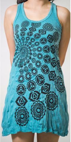 Womens Chakra Fractal Tank Dress - HalfMoonMusic