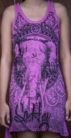 Womens Wild Elephant Tank Dress - HalfMoonMusic