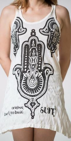 Womens Three Hamsa Tank Dress - HalfMoonMusic