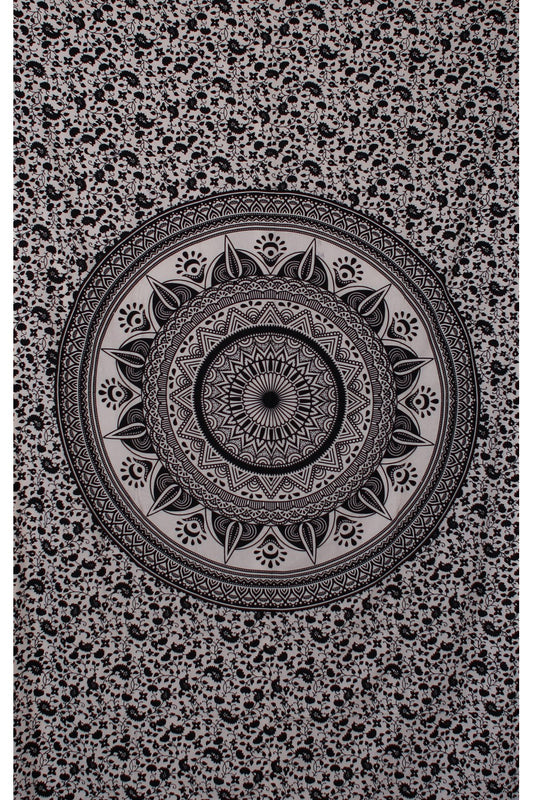 Zest For Life Black & White Mandala Tapestry - HalfMoonMusic