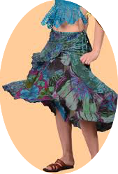 Printed Swirl Mid Length Wrap Skirt - HalfMoonMusic