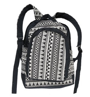 Black White Pattern Bag Backpack - HalfMoonMusic