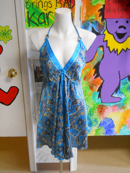 Womens Silky Paisley Mini Dress - HalfMoonMusic