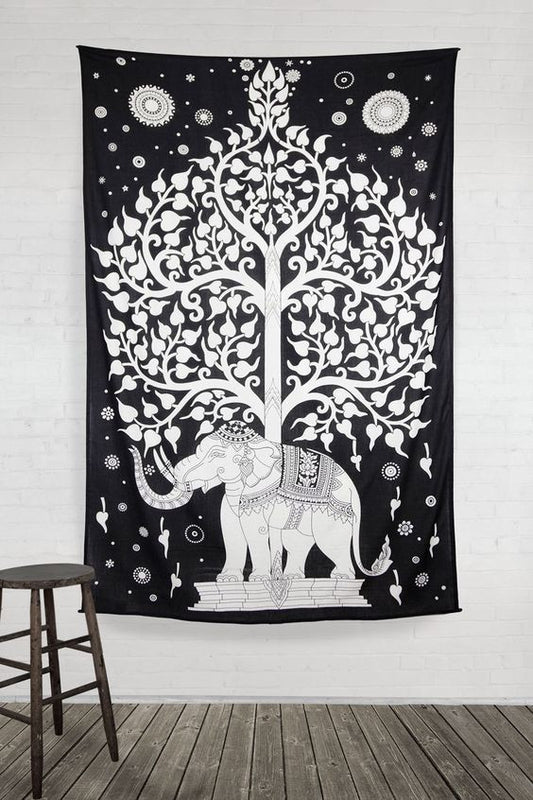 Elephant Tree Tablecloth Tapestry - HalfMoonMusic