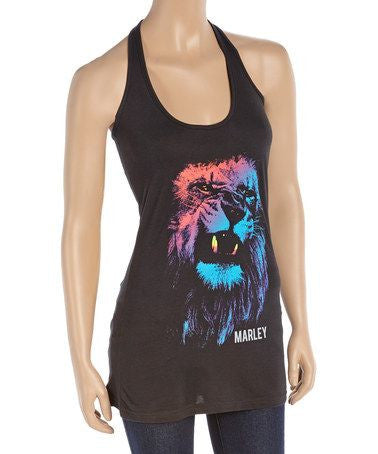 Bob Marley Color Lion Ladies Tank Top - HalfMoonMusic