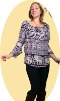 Elephant Print Blouse - HalfMoonMusic