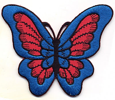 Red and Blue Butterfly Patch - HalfMoonMusic