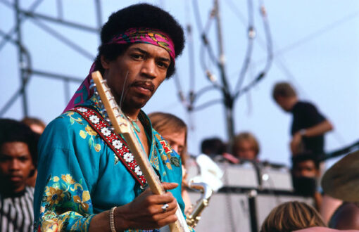 11x17 Jimi Hendrix Color Guitar Countertop Poster - HalfMoonMusic