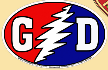 Grateful Dead GD Oval Lightning Bolt Sticker - HalfMoonMusic