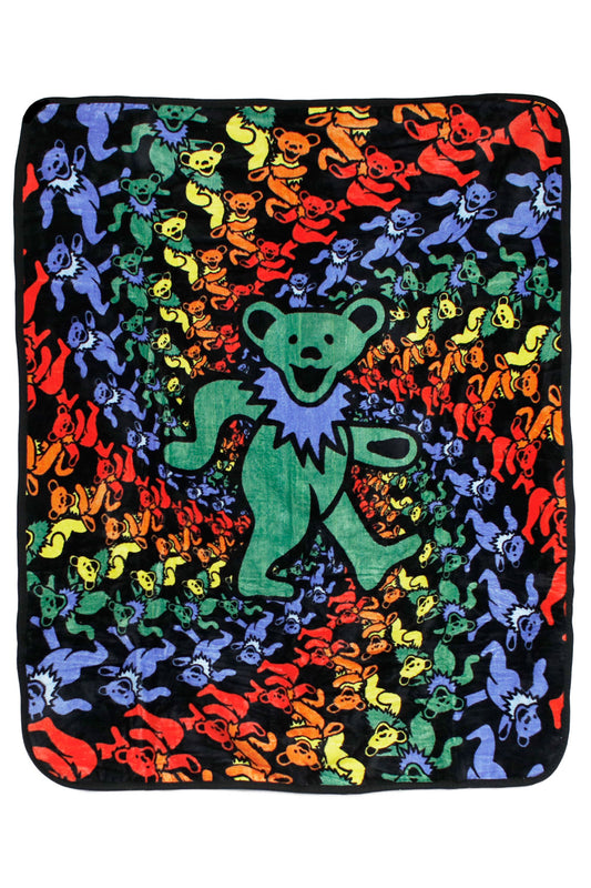 Grateful Dead Bear Swirl Fleece Blanket - HalfMoonMusic