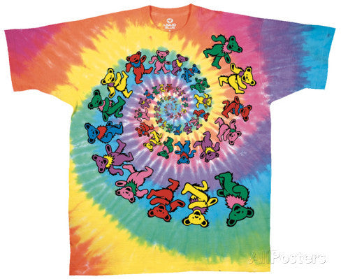 Tie Dye Spiral Dancing Bears Youth T Shirt - HalfMoonMusic