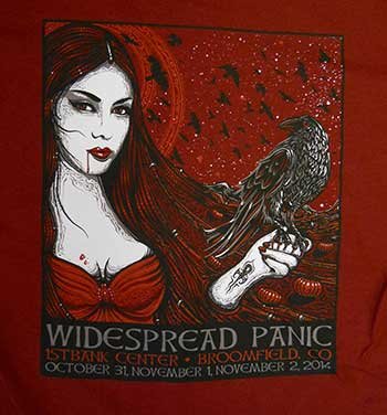 Mens Widespread Panic Broomfield 2014 Halloween T-shirt - HalfMoonMusic