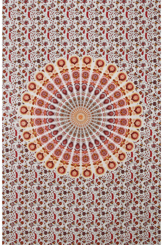 Zest For Life Red Circle Plume Tapestry - HalfMoonMusic