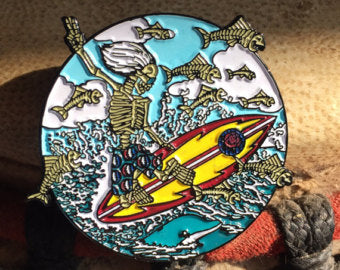 Dead Surfer Hat Pin - HalfMoonMusic