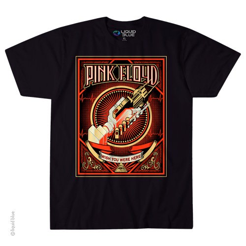 Mens Pink Floyd Red Wish You Were Here T-Shirt - HalfMoonMusic