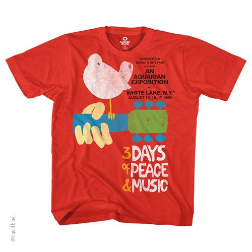 Mens Classic Woodstock 3 days T-Shirt - HalfMoonMusic